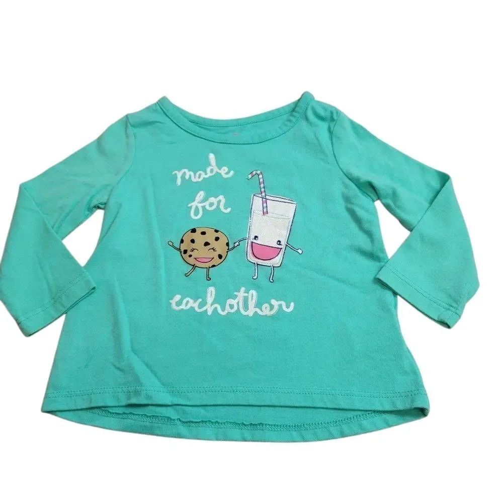 Okie dokie cookies n milk shirt 9 mo